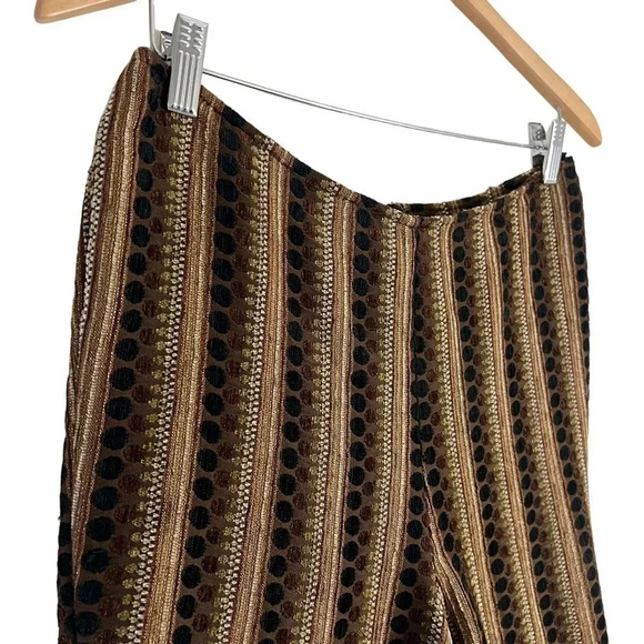 Muse Retro Pants Size 10 Striped Spotted All Over Pattern Textured Black Brown - Picture 4 of 9